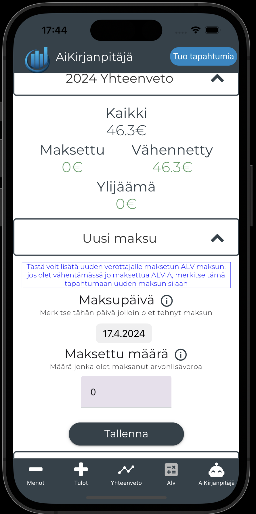 Hallitse arvonlisäveroa ruutukuva 1