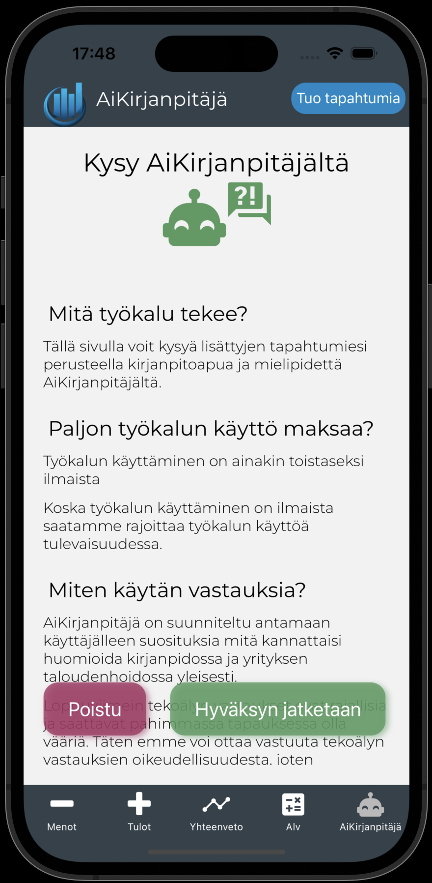 Kysy tekoalylta ruutukuva 1